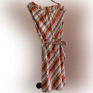 Lands End boatneck plaid dress